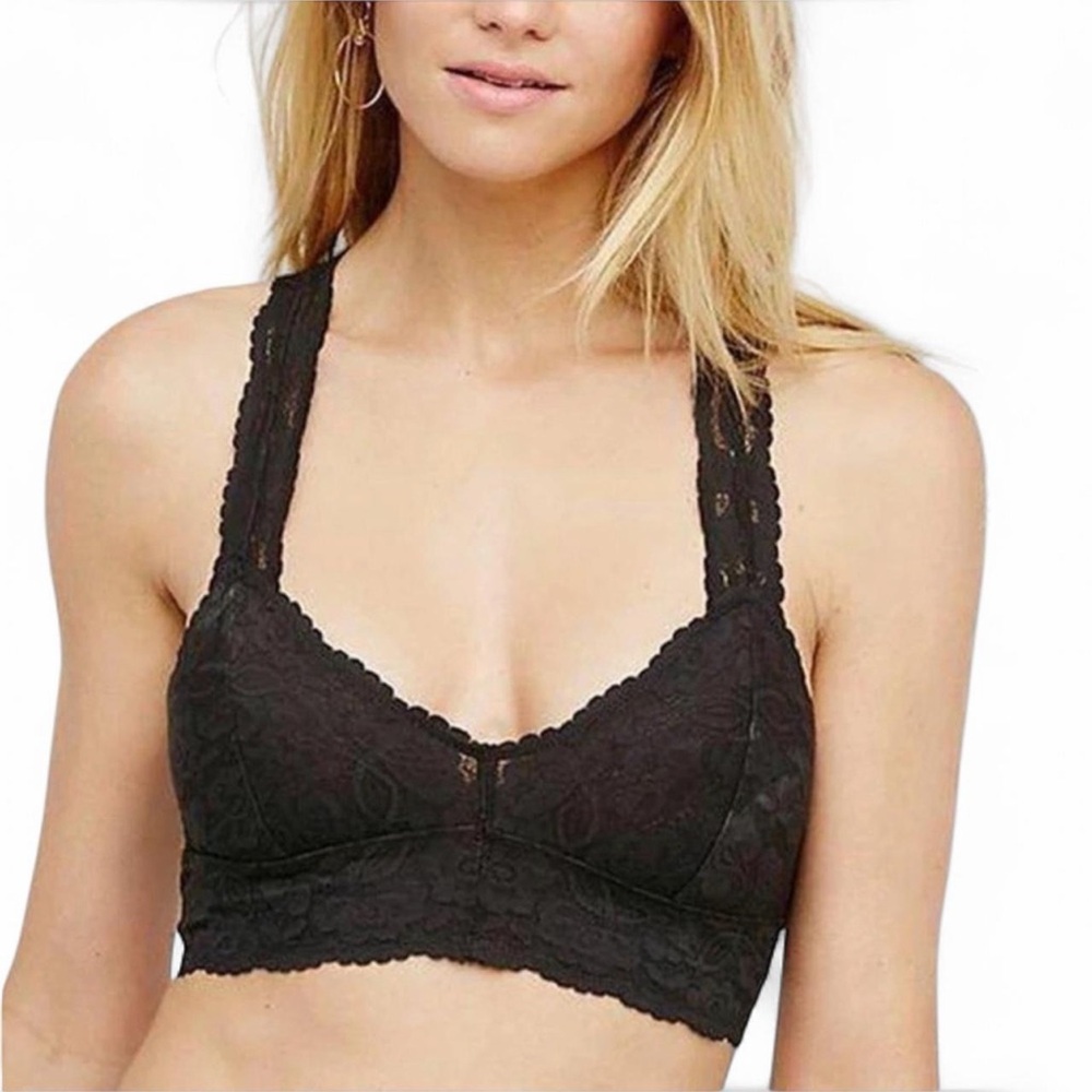 Free People Galloon Lace Racerback Bralette Black XS